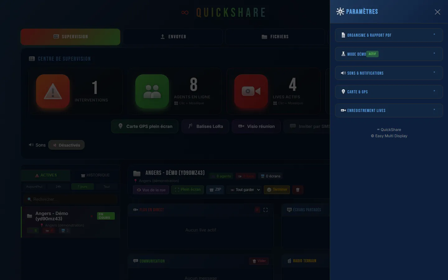 Nastavení a ukázkový režim