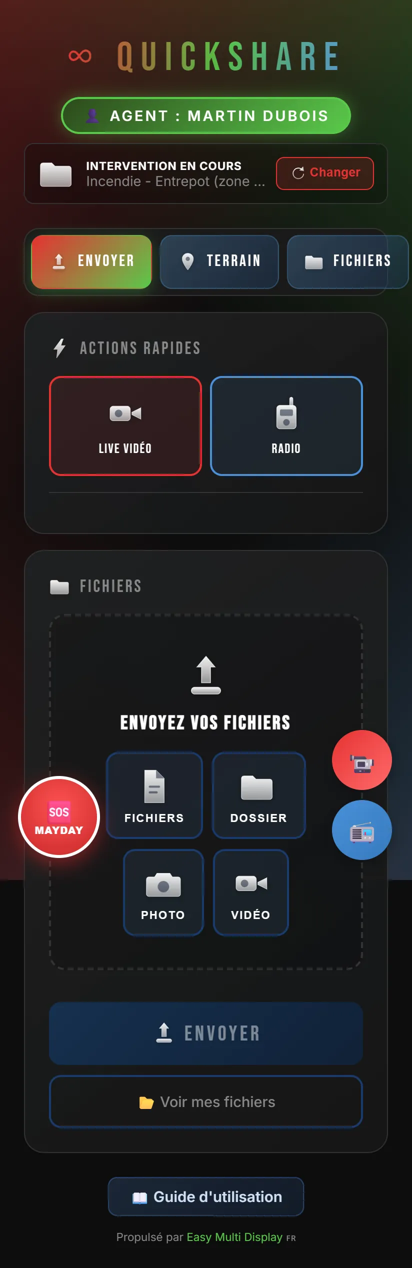 Terénní aplikace QuickShare na telefonu