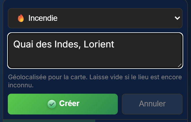 Créer une intervention depuis la carte